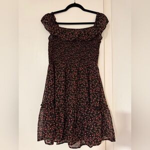 Lulu's Black and Red Floral Dress